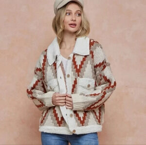 Quilted Knit Sweater Coat Jacket New